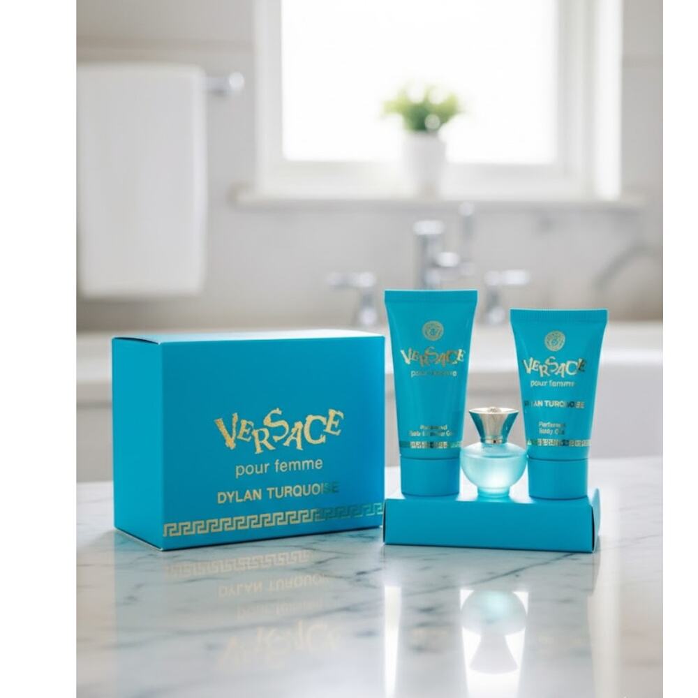 Versace Dylan Turquoise Mini Gift Set – Perfume + Body Gel + Shower Gel
